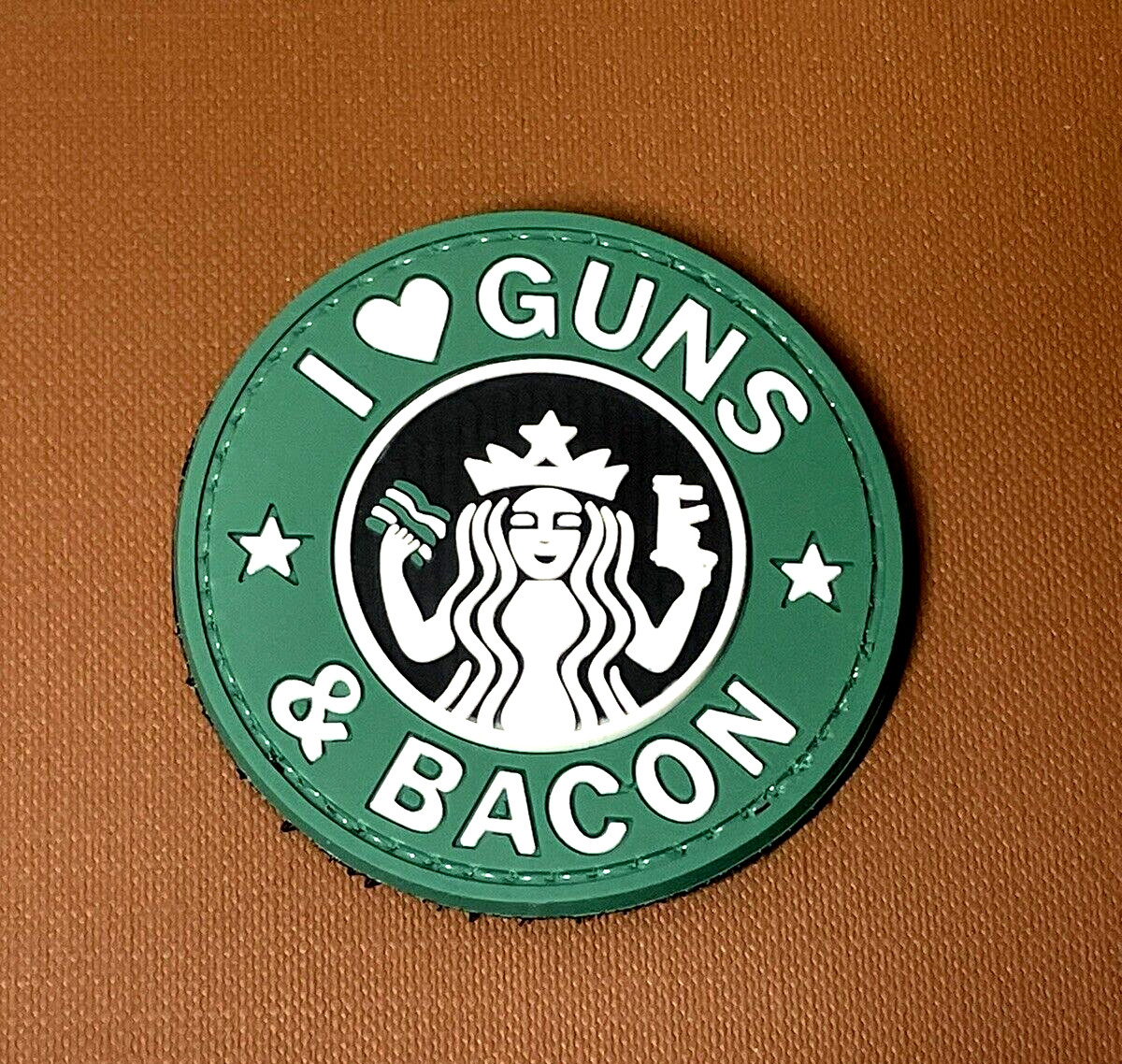 PVC Tactical Patch - I love Guns and Bacon Morale Gun Patch - Hooked Backed
