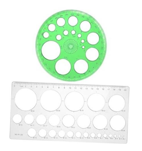 2 Pcs Circle Templates, Plastic Circle Ruler Drafting Stencils Green & White