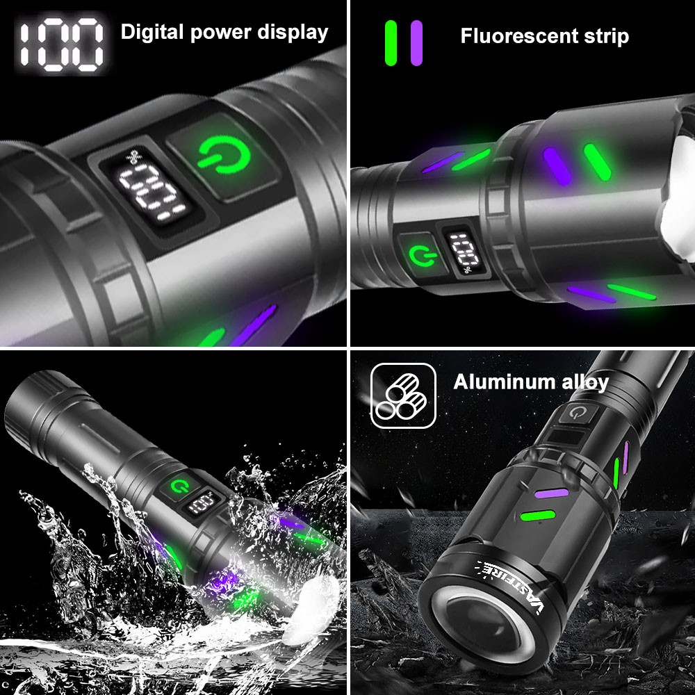 12000LM Laser White LED Flashlight Torch USB Rechargeable Zoomable Burning Light