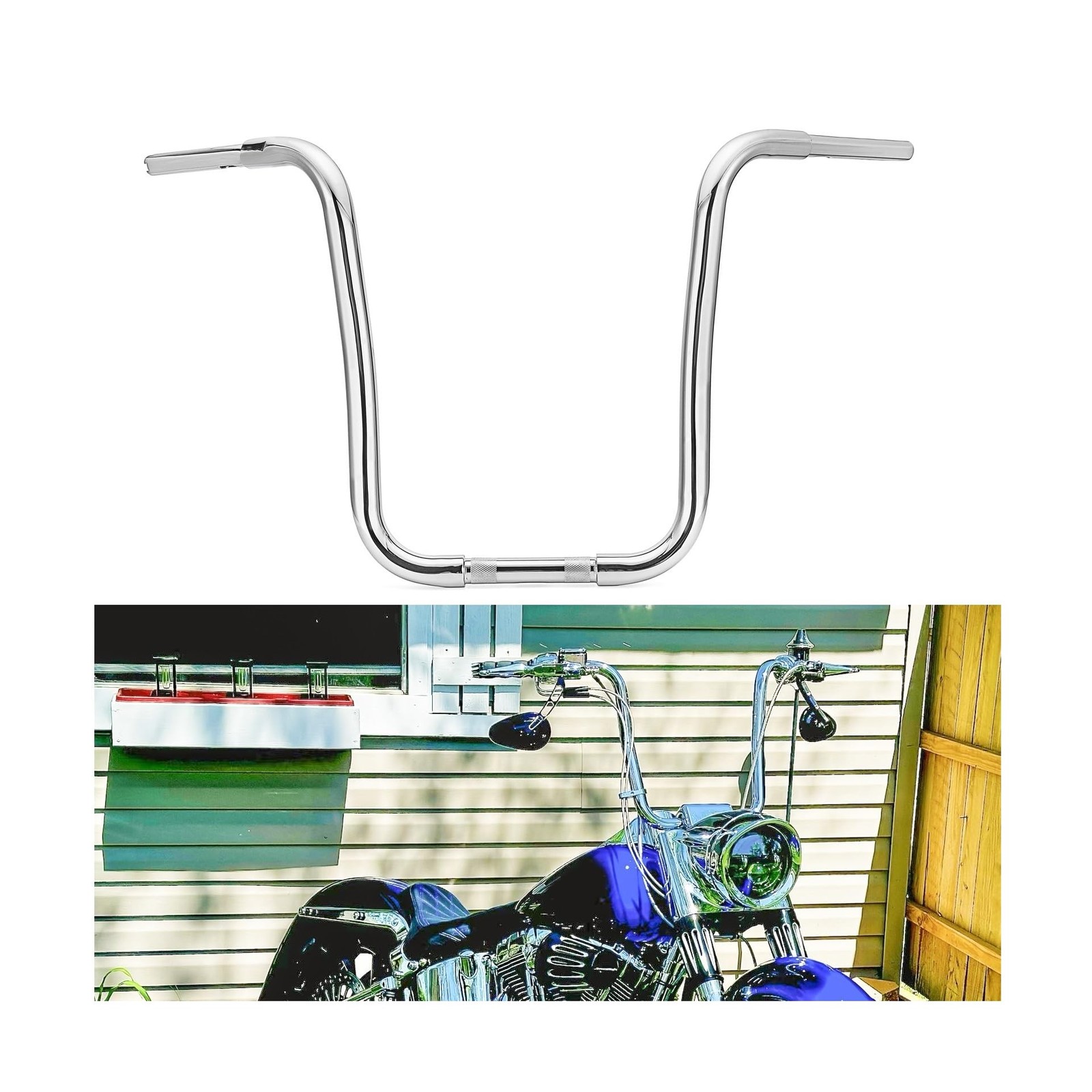 Mofun 16" Rise Handlebars 1 1/4" Ape Hangers Handle Bar Compatible with Harle...