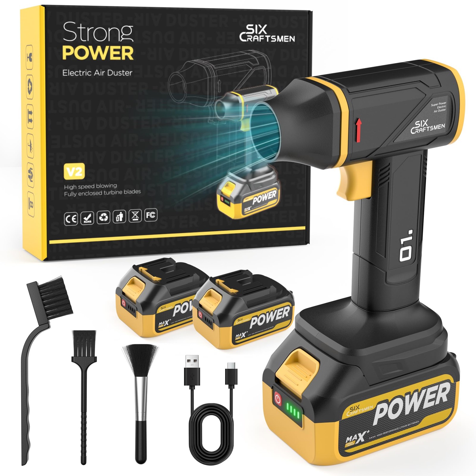 Plumero De Aire Eléctrico Inalámbrico Recargable Soplador Polvo Para Automóvil