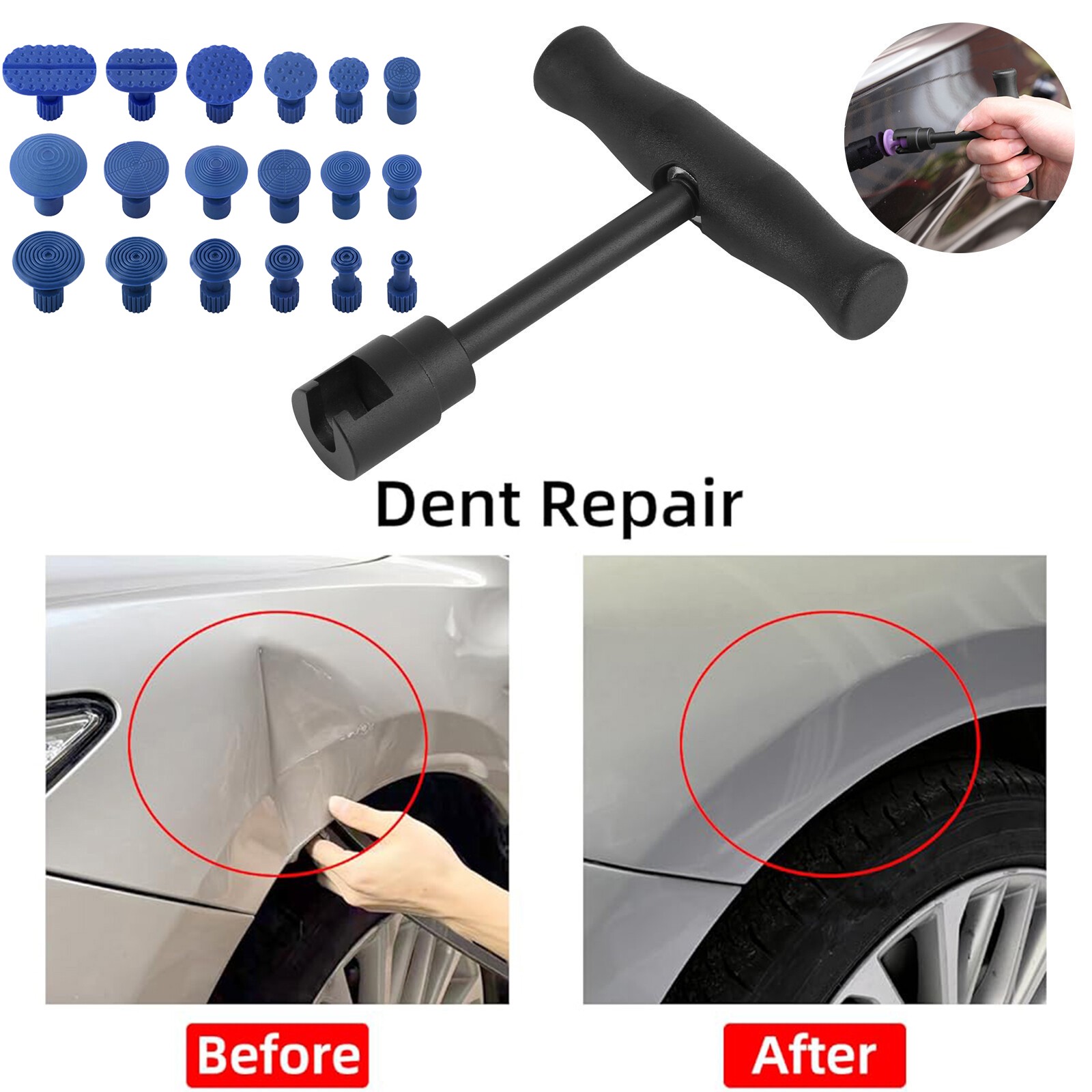 Car Dent Repair Puller Kit 18pcs Plastic Glue Tabs T Handle Universal Remover US