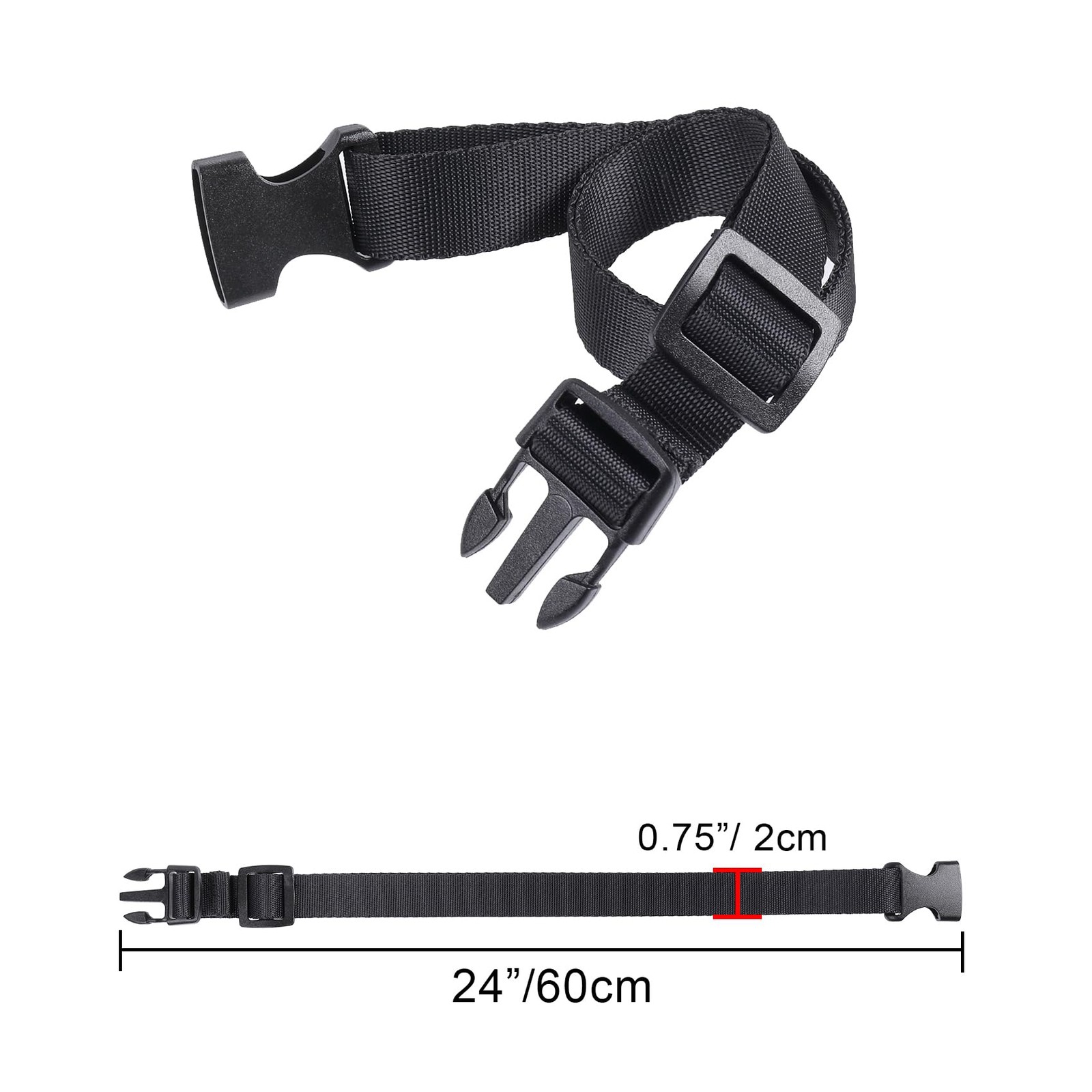 Vigorport Utility Straps Quick Release Nylon Backpack 0.75"W-24"L, Black