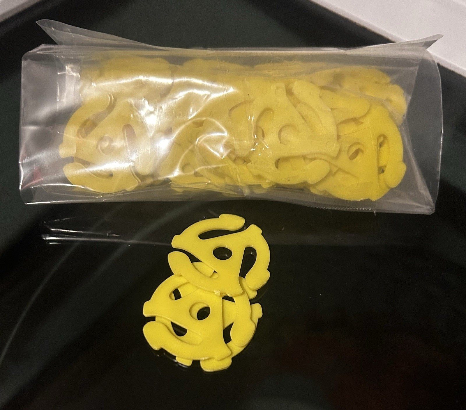 45 RPM Record Adapter Insert, Vinyl Center Hole Yellow Lot Of 50 Plus