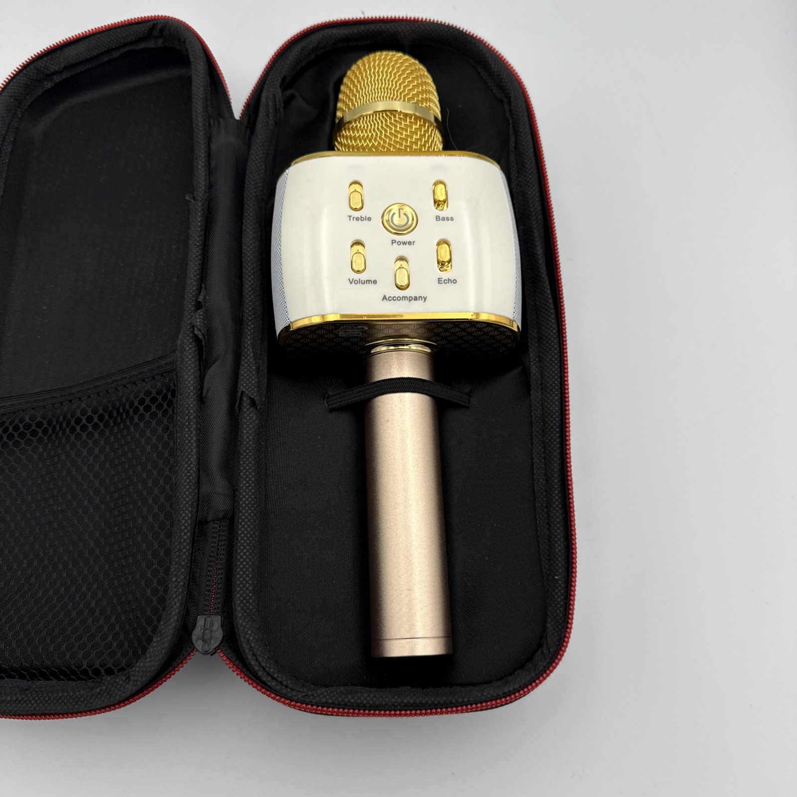 Funky Rico Karaoke Microphone Handheld Wireless Bluetooth w/Speaker Gold WORKING