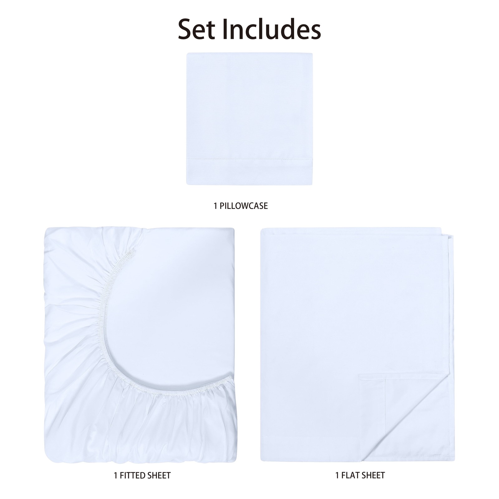 Microfiber Bed Sheet Set White Twin 3 Piece Soft Wrinkle Resistant