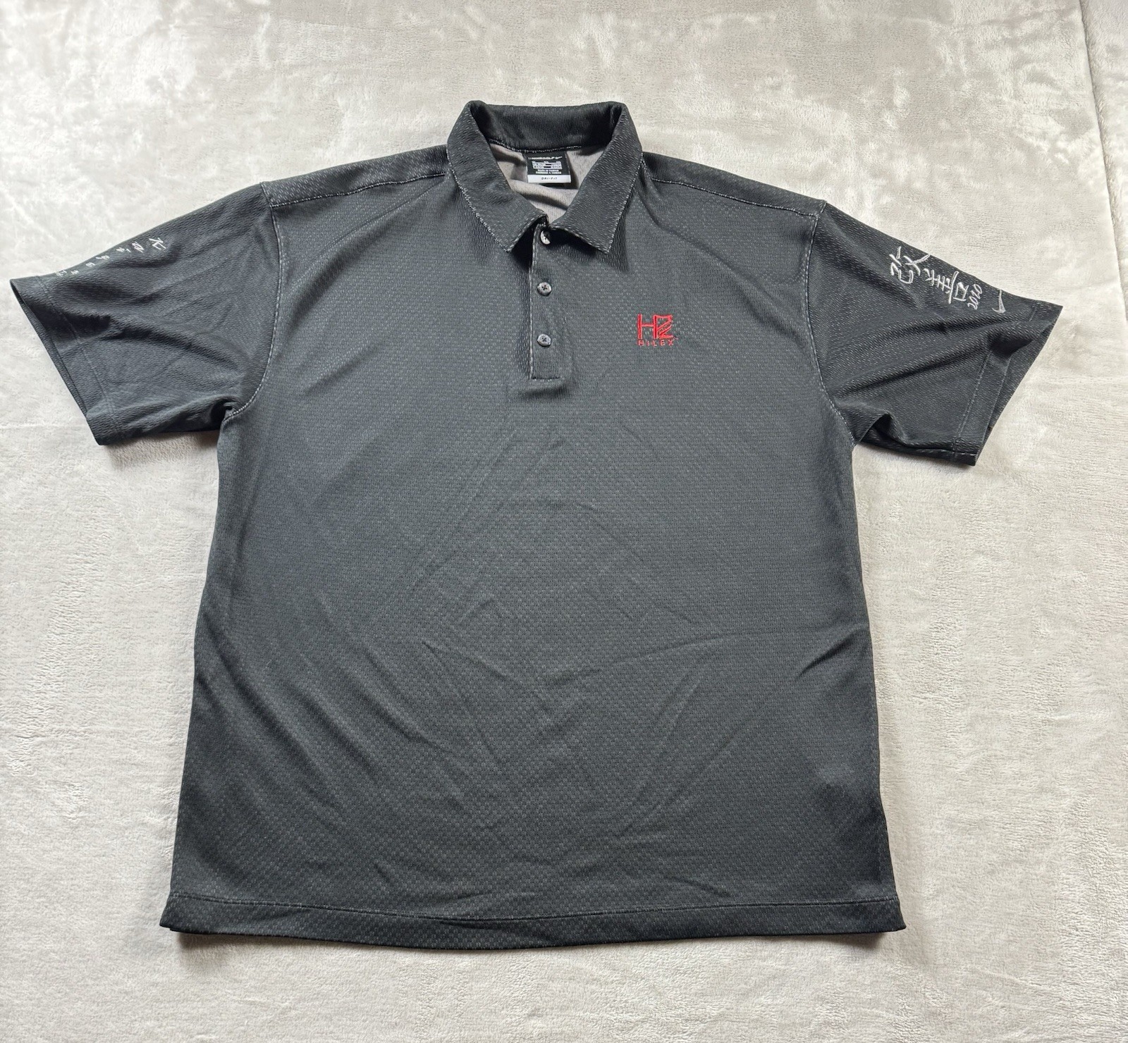 Nike Golf Polo Shirt Mens XL Dri-Fit Standard Fit Black Red 1/4 Button up Hilex
