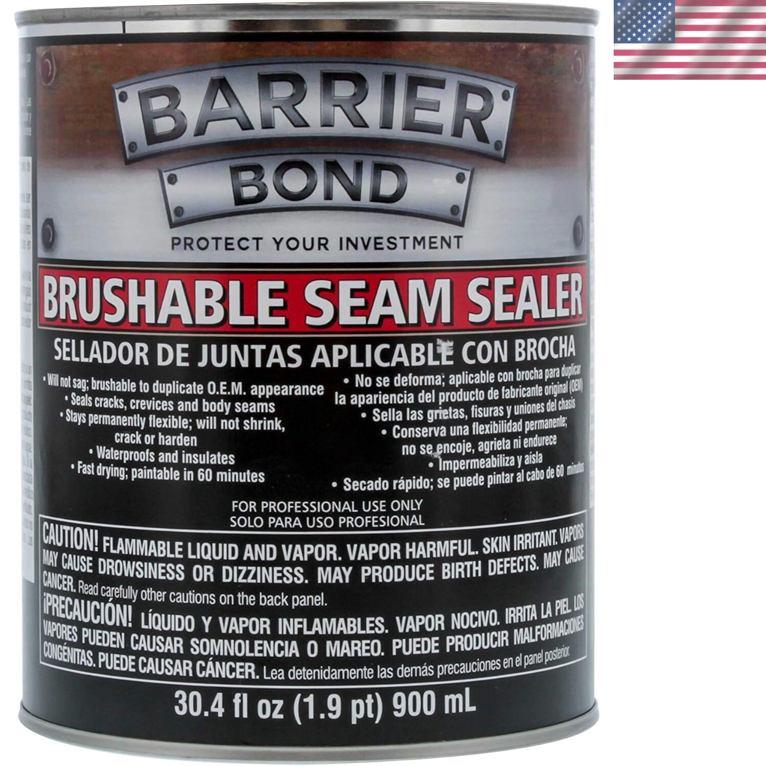 Barrier Bond Brushable Seam Sealer - Fast-Drying, Paintable Gray Quart Can