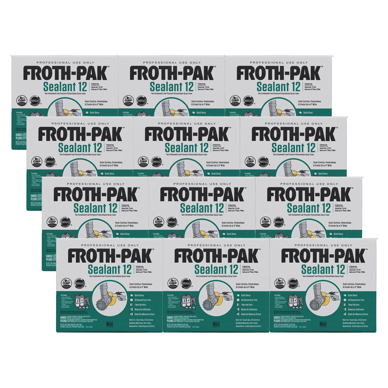 DuPont FROTH-PAK™ 12 BF Low GWP Spray Foam Insulation, 3ft Hose, 12 Pack