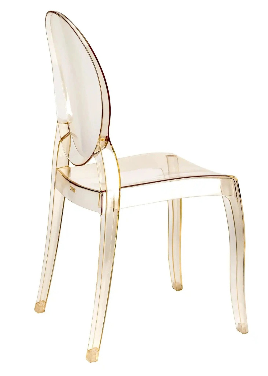Gold Clear Resin Oval Back Ghost Chair by Chivari