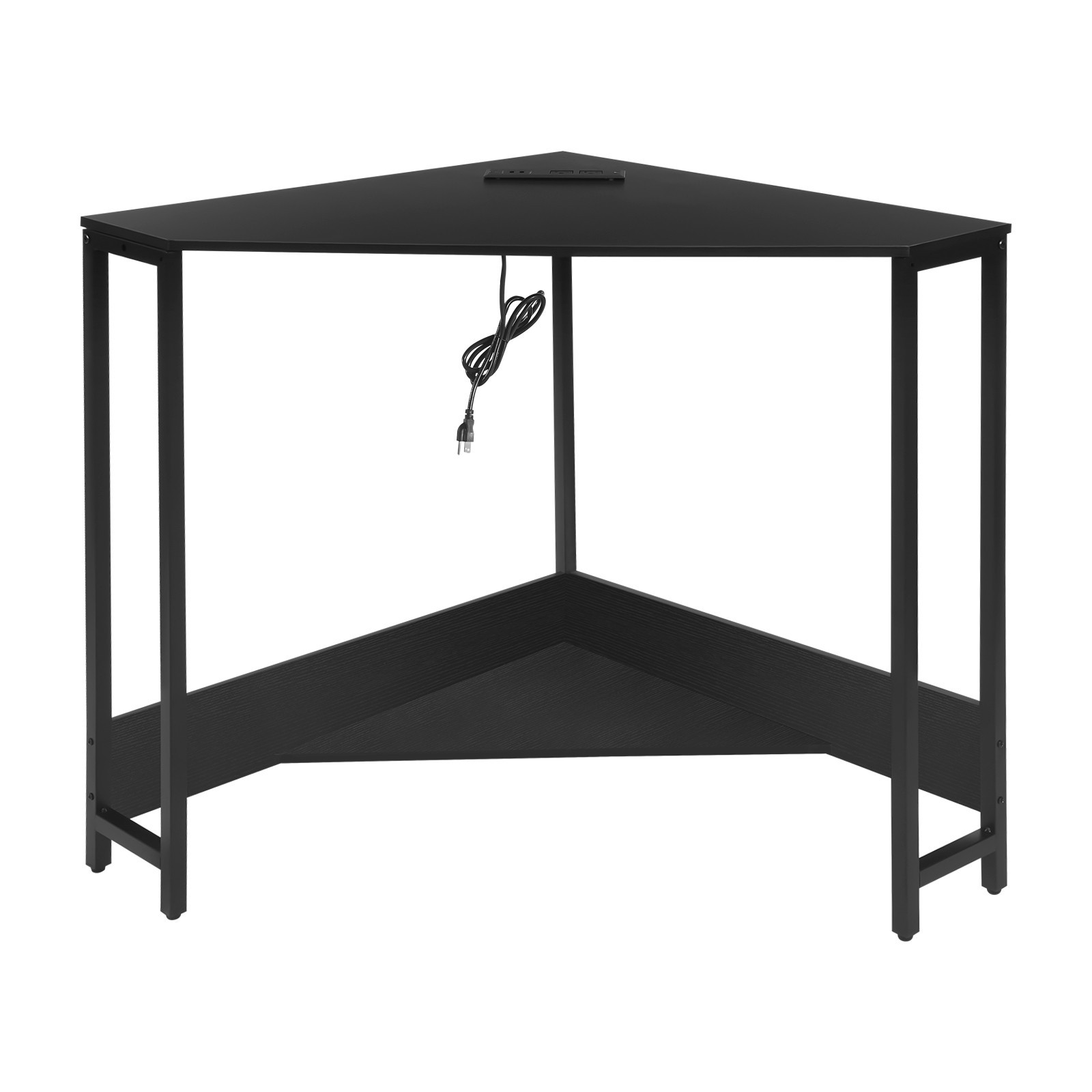 Triangular Corner Desk, Small Desk with Outlets, Free Standing Corner Table
