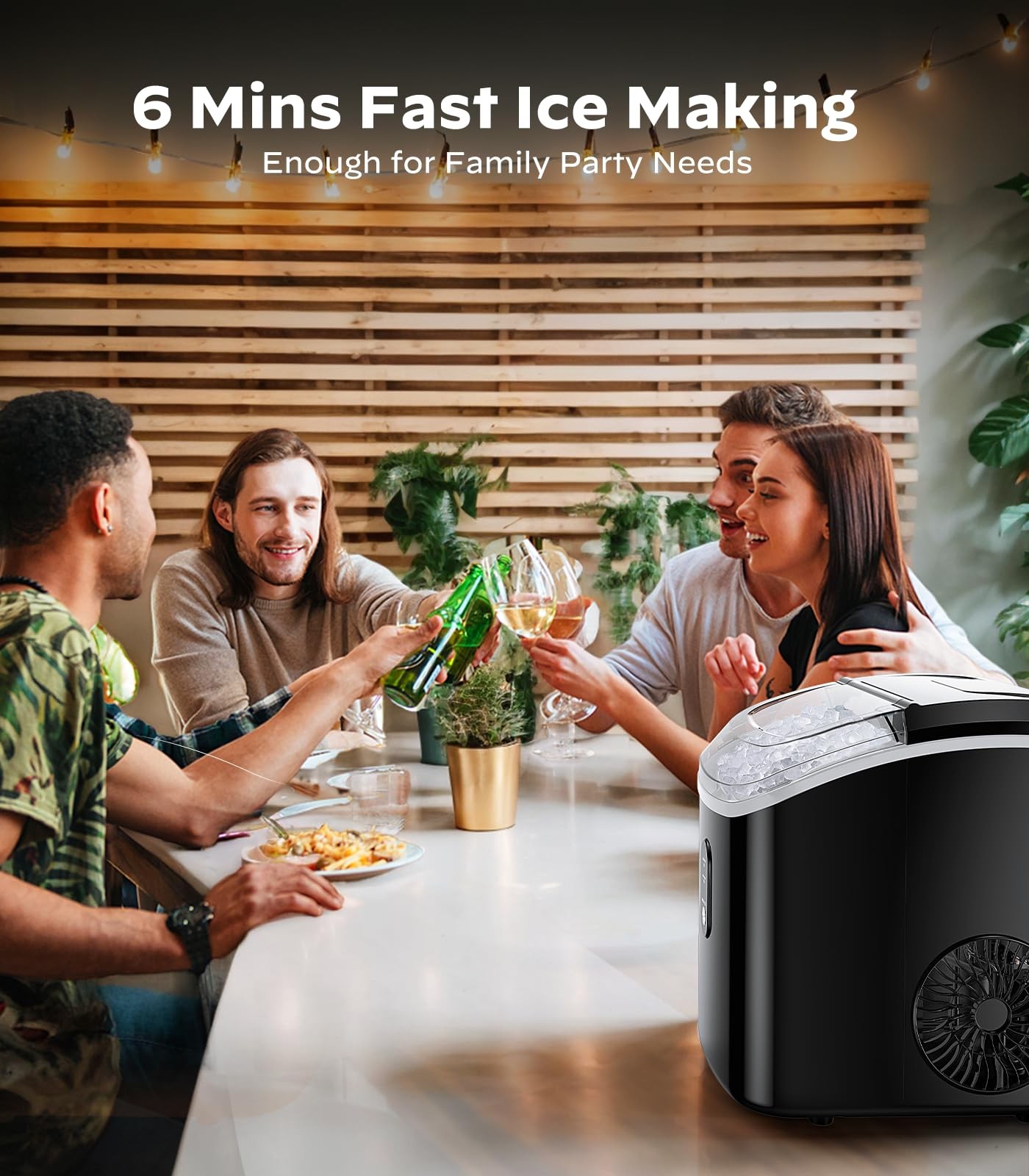 Nugget Ice Makers Countertop, Pellet Ice Machine Self-Cleaning Function, Nugget