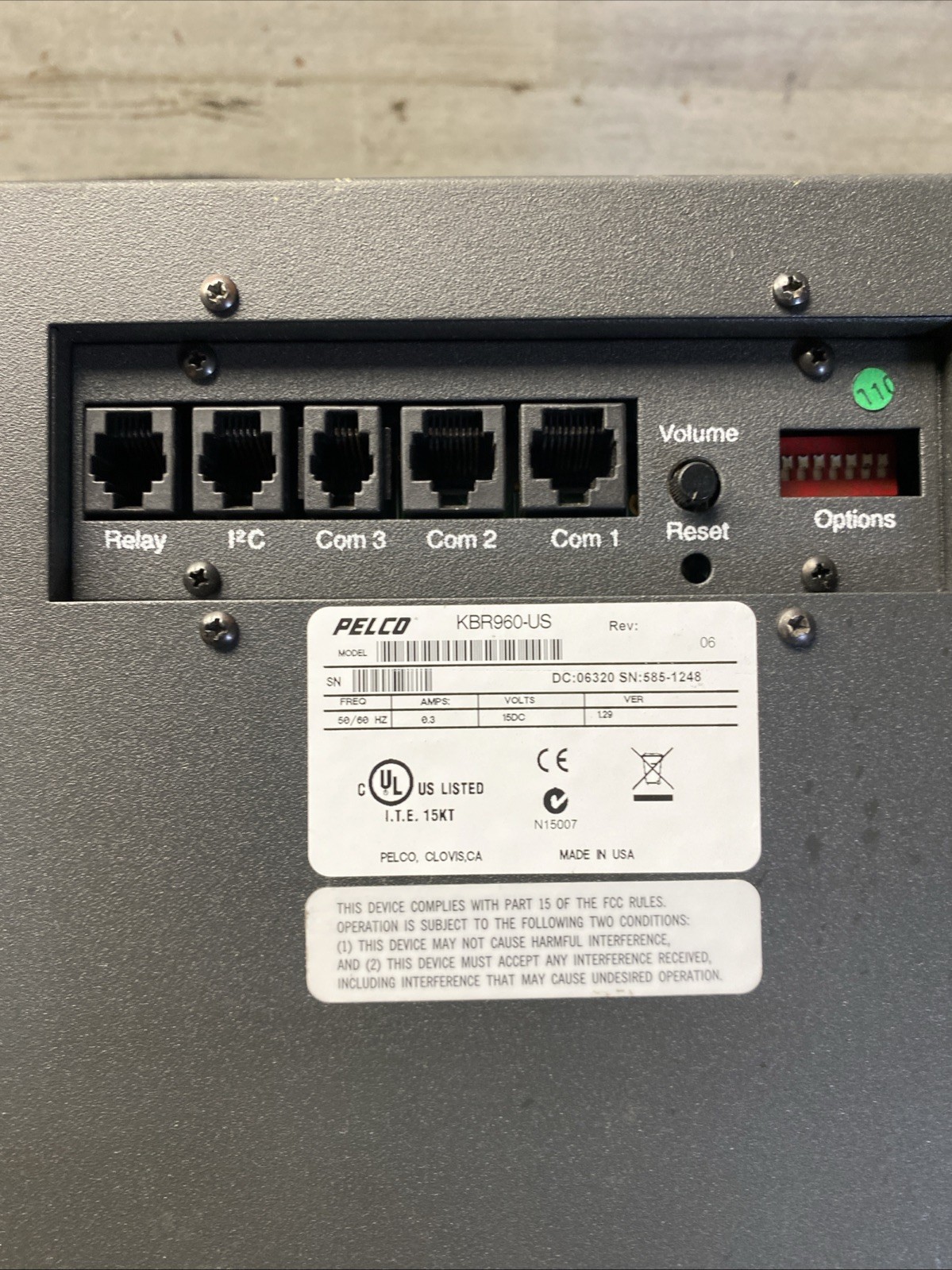 Pelco KBR960 Rack Mount Keyboard, Joystick Zoom Control