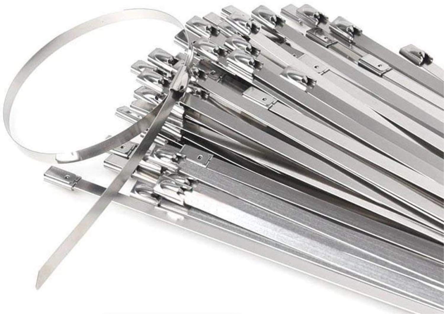Stainless Steel Cable Ties, 100 Pcs 7.9 Inches Heavy Duty Self-Locking Cable ...