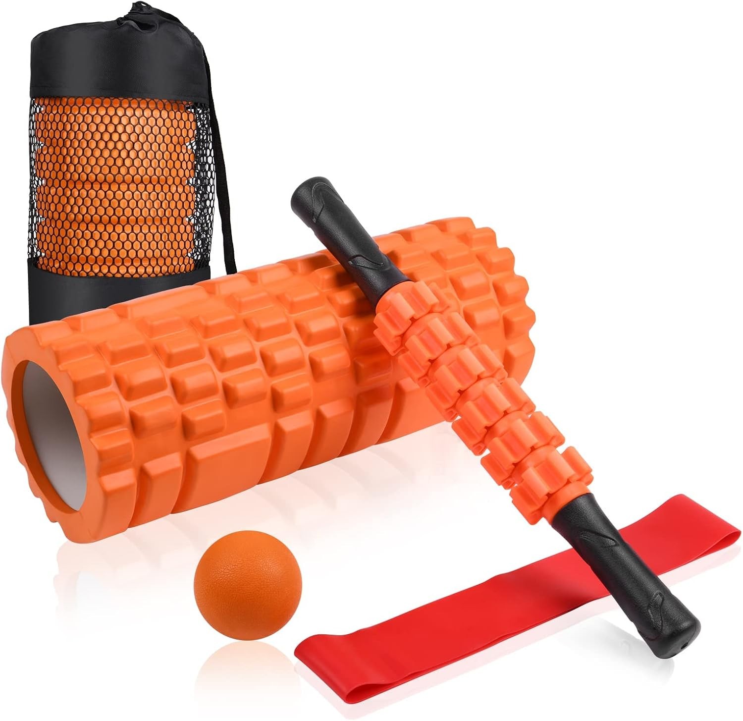 6-in-1 Foam Roller Set Aucuu Massage Roller Stick Ball Strap Carrying Bag