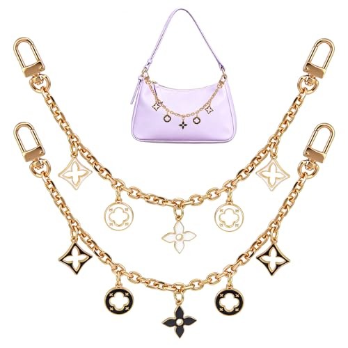 Zarique 2 Pack 11.8-Inch Bag Charm Replacement Chains with Gold Flower