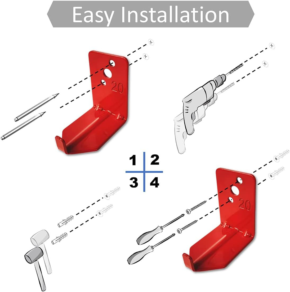 4 Pack of Fire Extinguisher Bracket, Wall Mount Hook, Fire Extinguisher Mount up