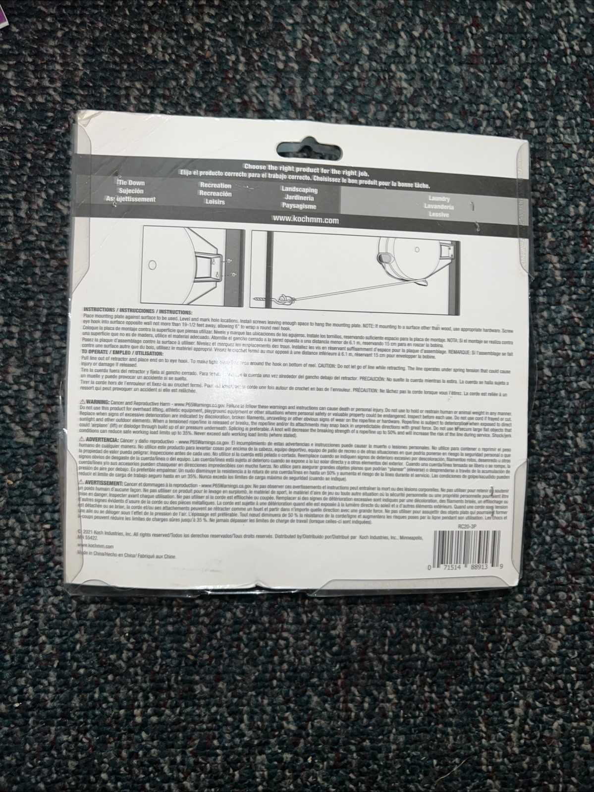 Secure Line Retractable Clothesline 20 ft