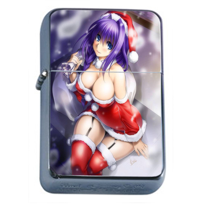 Christmas Pin Up Girls D9 Flip Top Oil Lighter Wind Resistant