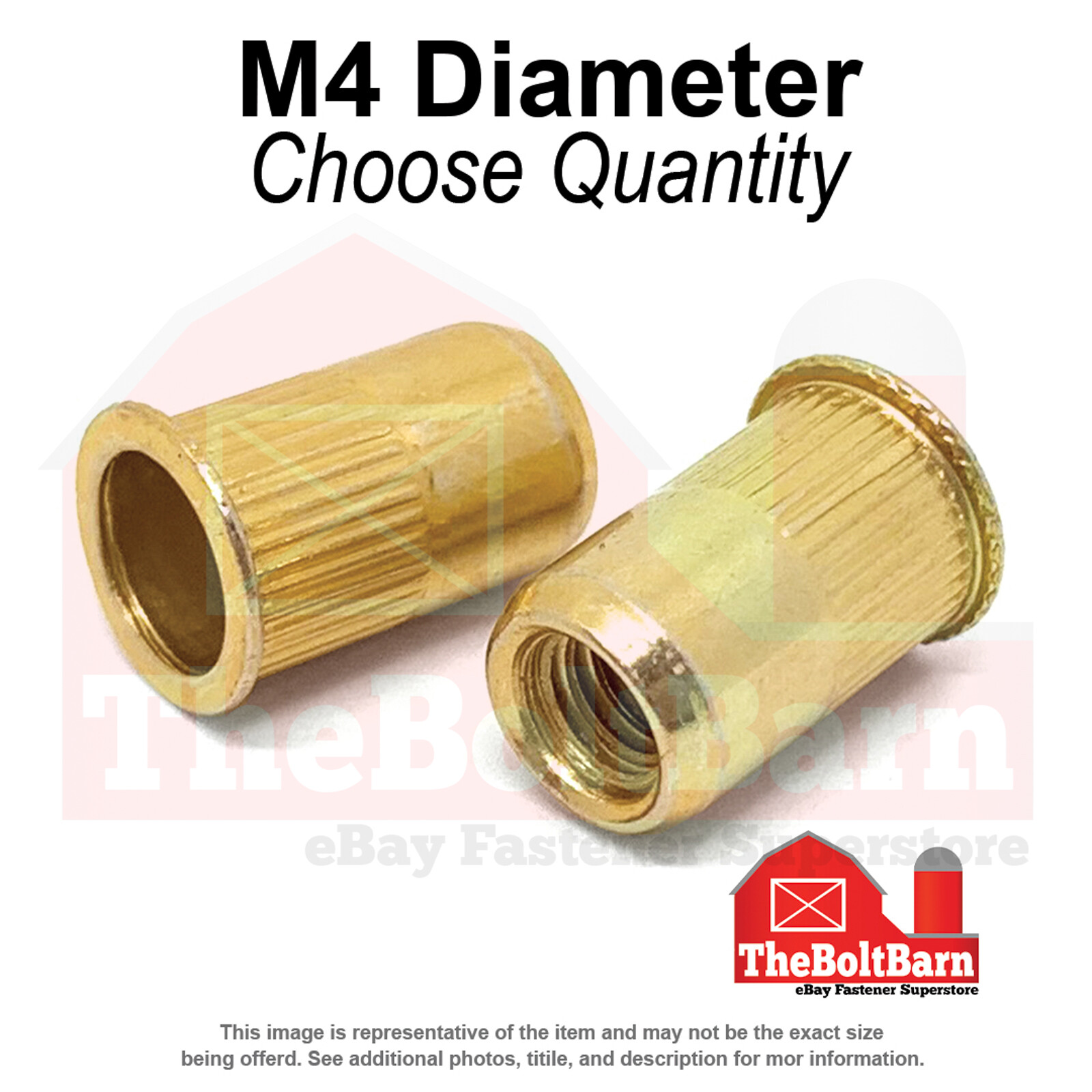 M5-0.8 Steel Small Flange Knurled Body Rivet Nuts Zinc Yellow Long (Choose Qty)