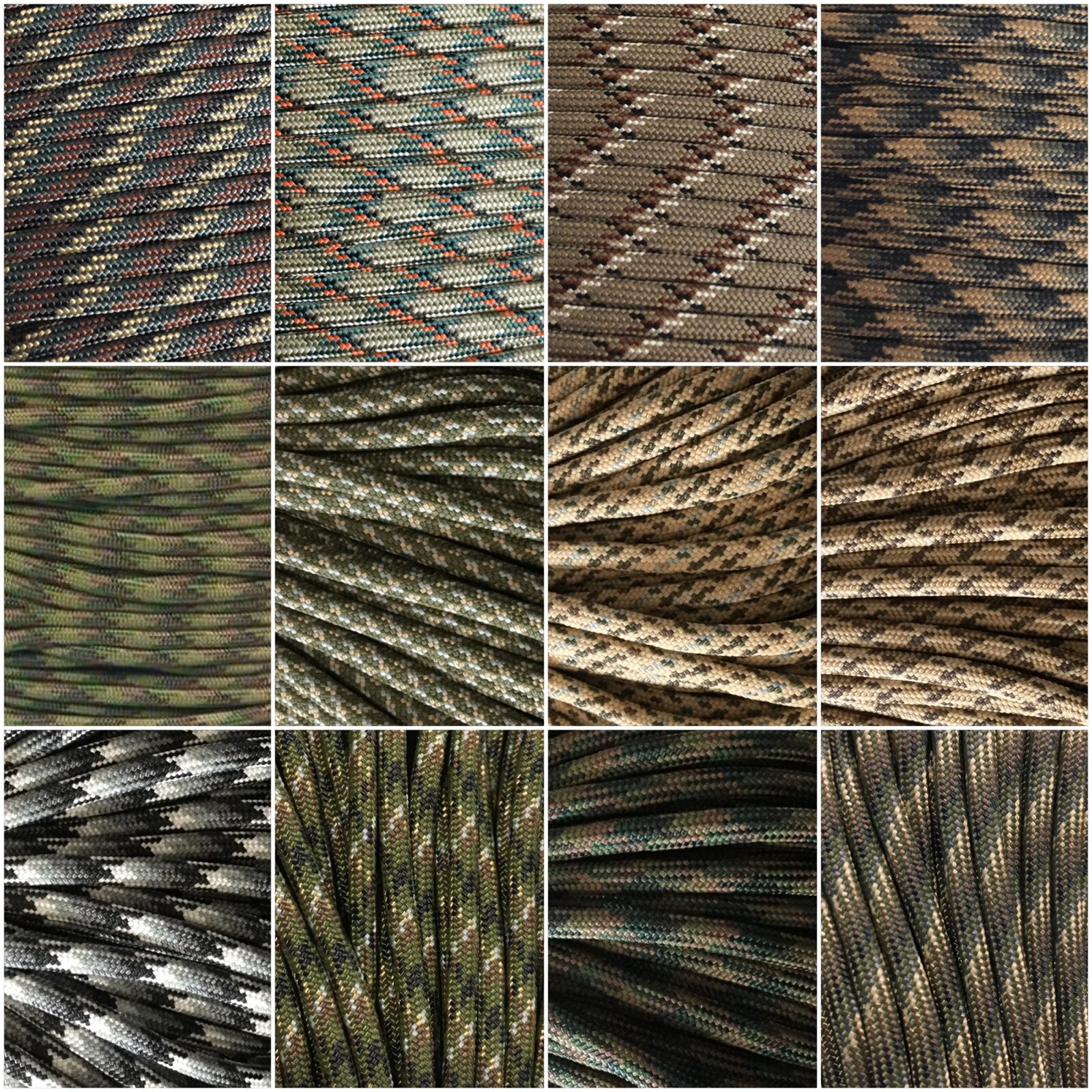 TJParacord - CAMO Wholesale 550 lb Paracord 25 ft to 100 ft Hanks MADE IN USA
