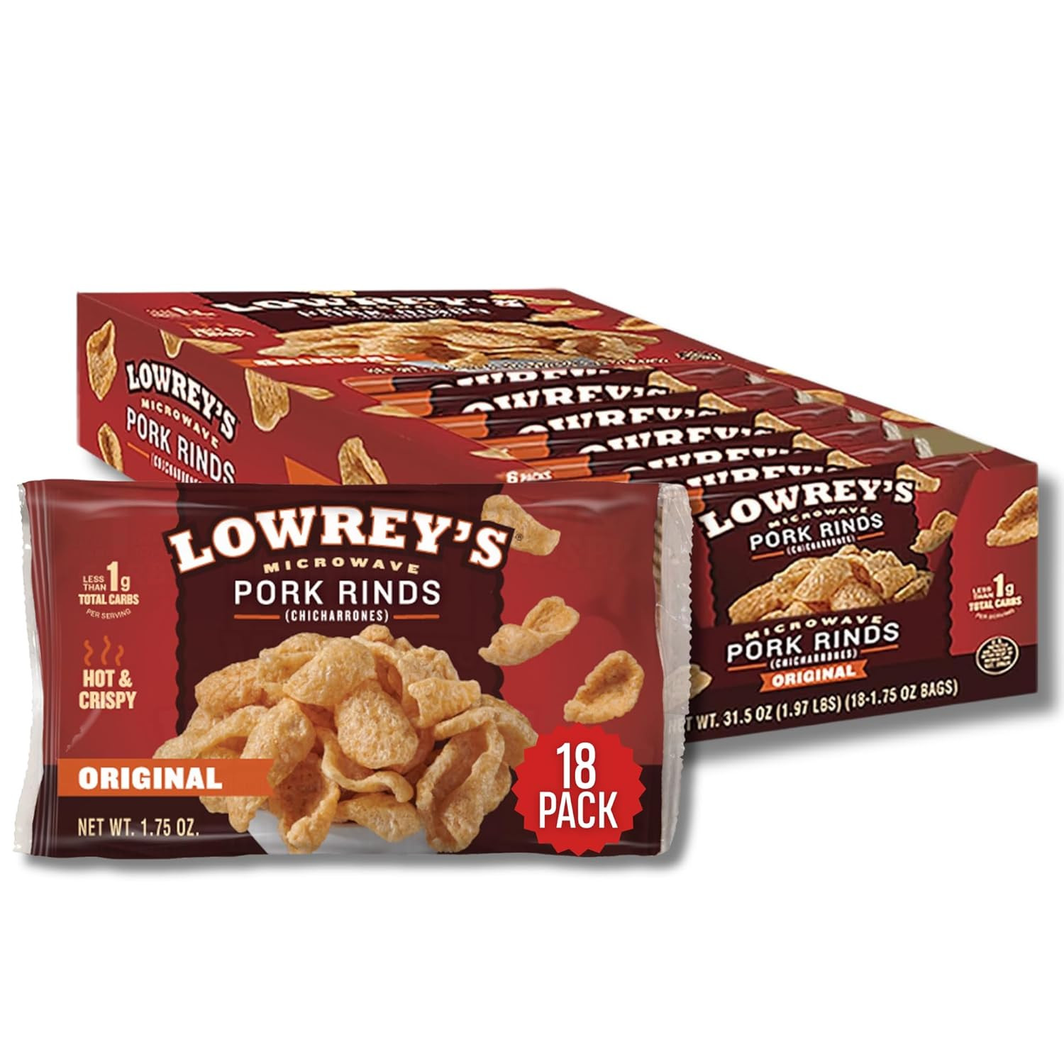 Bacon Curls Microwave Pork Rinds (Chicharrones), Original, 1.75 Ounce (Pack of 1