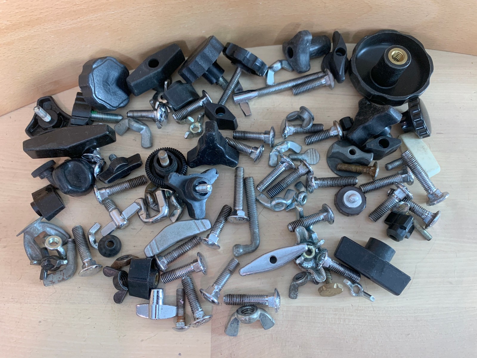 Big Lot of 80+ Asst WING NUT BOLT Thumb Screw Drum Hardware Parts 1/4-20 6mm 8mm