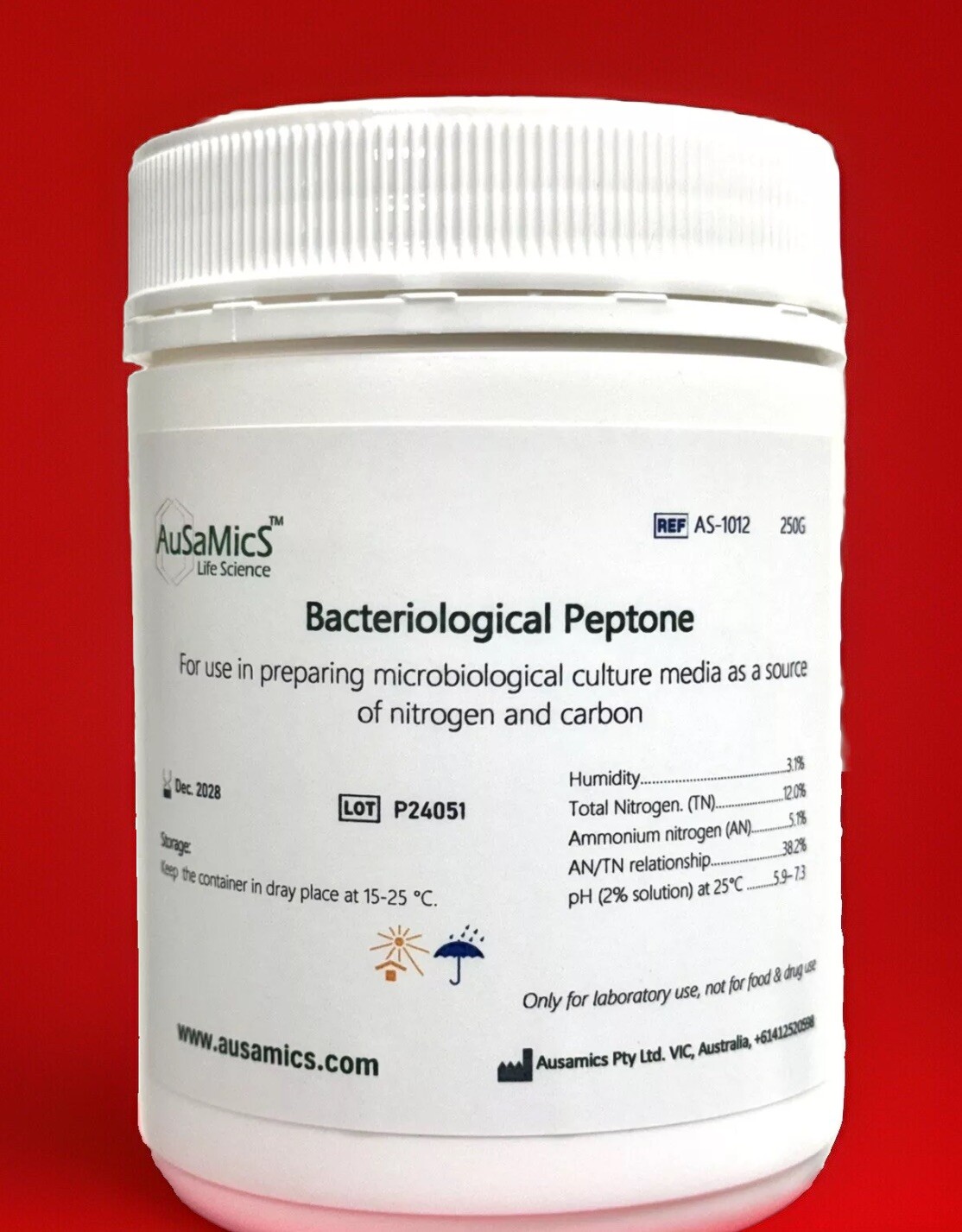 250G Bacteriological Peptone - Protein Hydrolysate for Microbial Culture