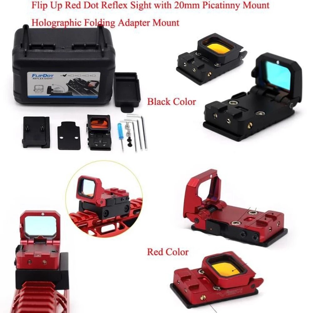 Tactical Flip Up Dot Sight Holographic Reflex Scope Foldable Red Dot Sight RMR