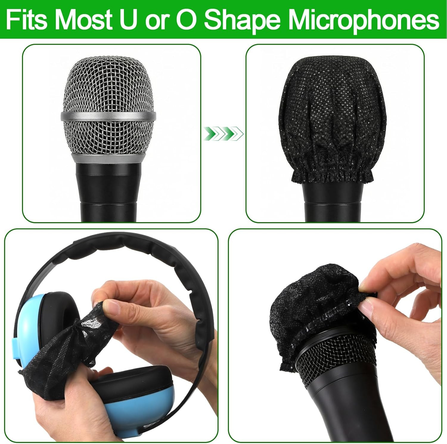 800 Pcs Microphone Cover Disposable Non-Woven Mic Covers Individually Wrapped Mi