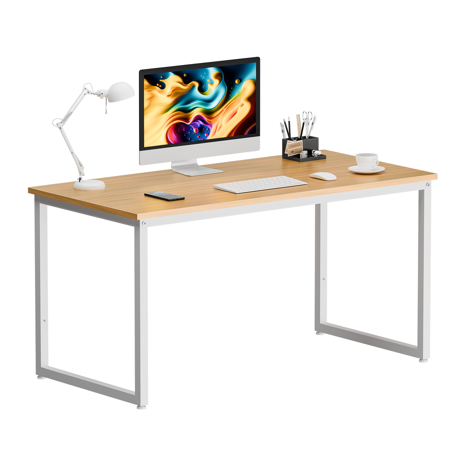 47" Modern Espresso Rectangular Dining Table Office Desk Computer Table, Natural