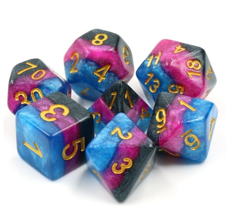 7 Piece Venom Polyhedral Dice Set w/ Black Dice Bag - RPG D&D