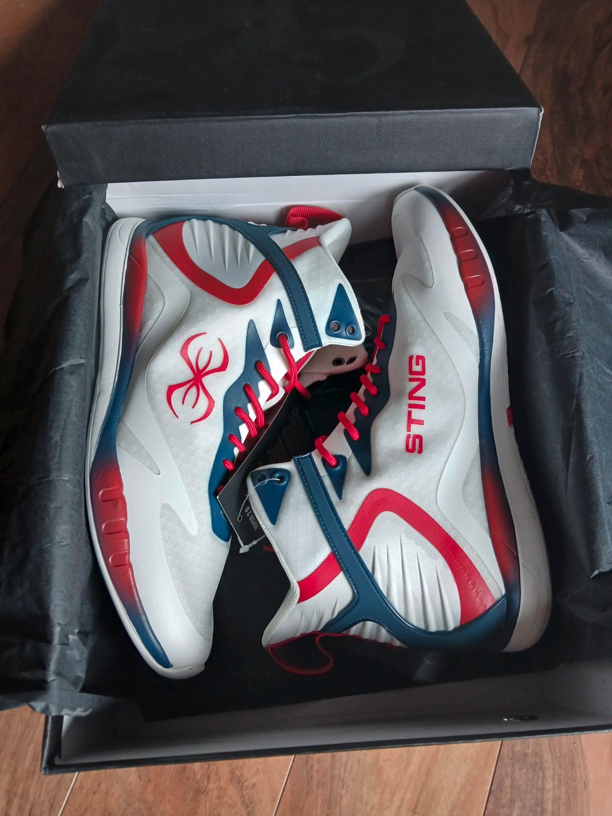 STING - Viper Boxing Shoes 2.0 - White/Red/Blue Mens Sizes 10 & 11