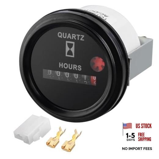 Quartz Hour Meter 6V-80V, 12 Volt Industrial Hour Round - With Metal Bracket