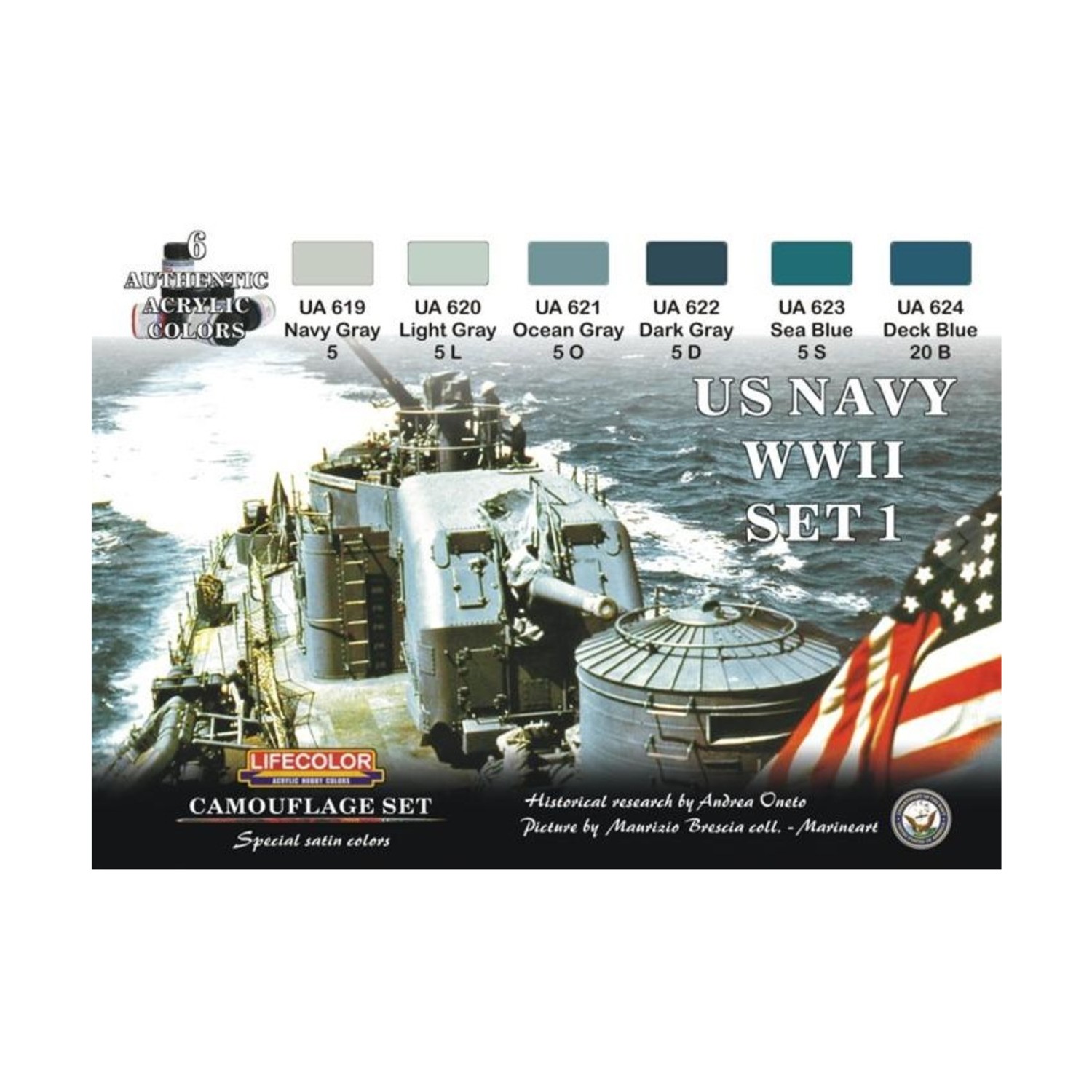 Lifecolor Naval Paint Sets Lifecolor U.S. Navy WWII Camouflage Set #1 New