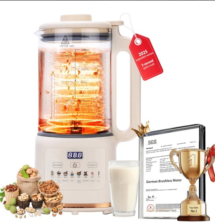 New Flagship Nut Milk Maker 50.73oz|10-in-1 Automatic Soy Milk off-white