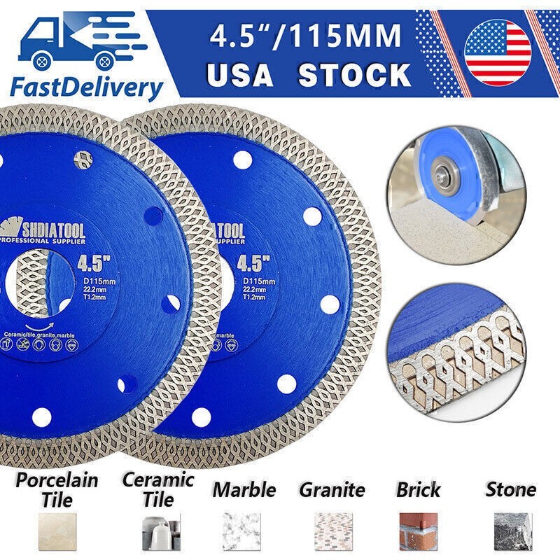 2 x 115mm/4.5" Diamond Saw Blades Cutter Grinder Wheel/Discs Cut Ceramic Tile