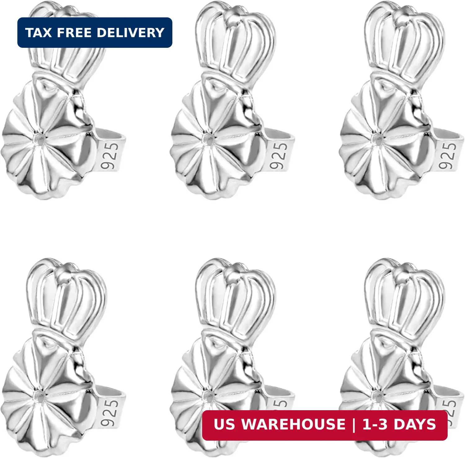 925 Sterling Silver Earring Lifters - Support Backs for Heavy & Droopy Ears