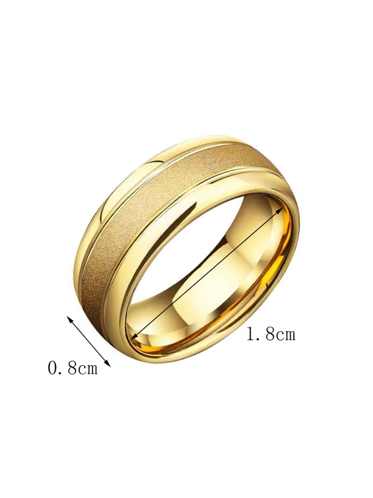 Anillo de Hombre de Matrimonio Acero Inoxidable en Oro 10K Joyeria 8mm Sortijas