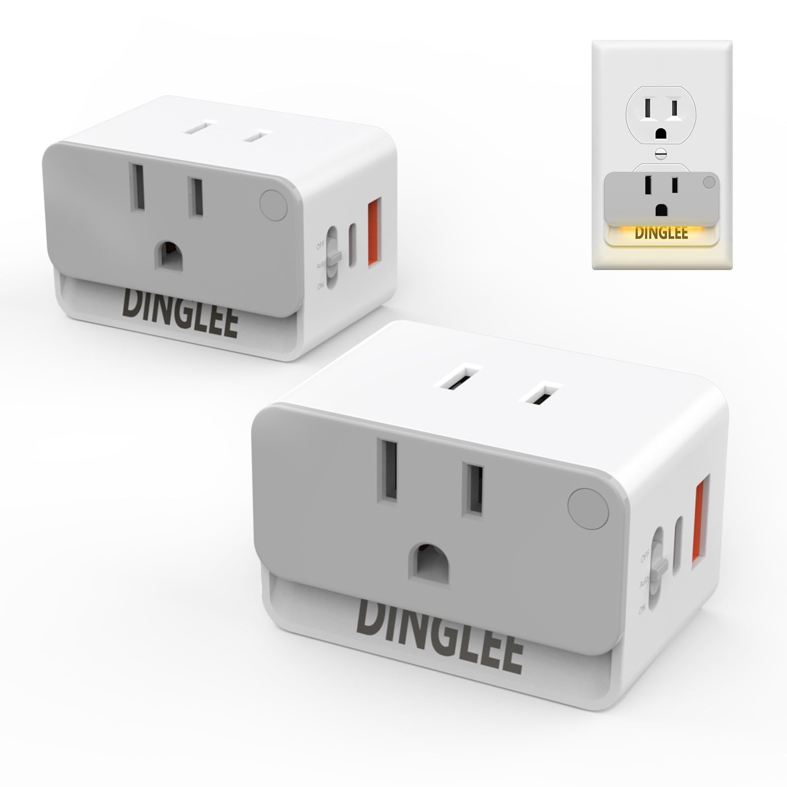 Outlet Extender 2 Pack, 2 AC Multi Plug Wall Outlet with 2 USB Ports (1 PD 20...