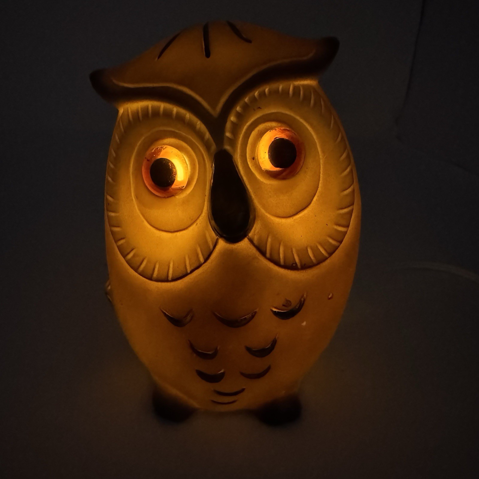 Vintage 60's Josef Originals Owl Lamp Night Light Warm Brown Japan New Cord