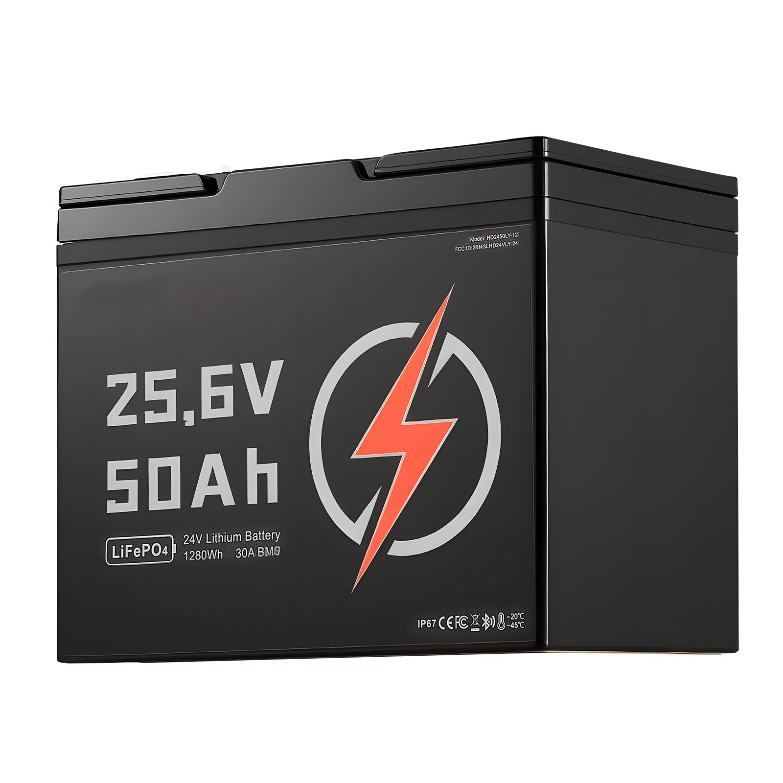 Uimoso 24V 50Ah LiFePO4 Lithium Battery with Bluetooth and 30A BMS