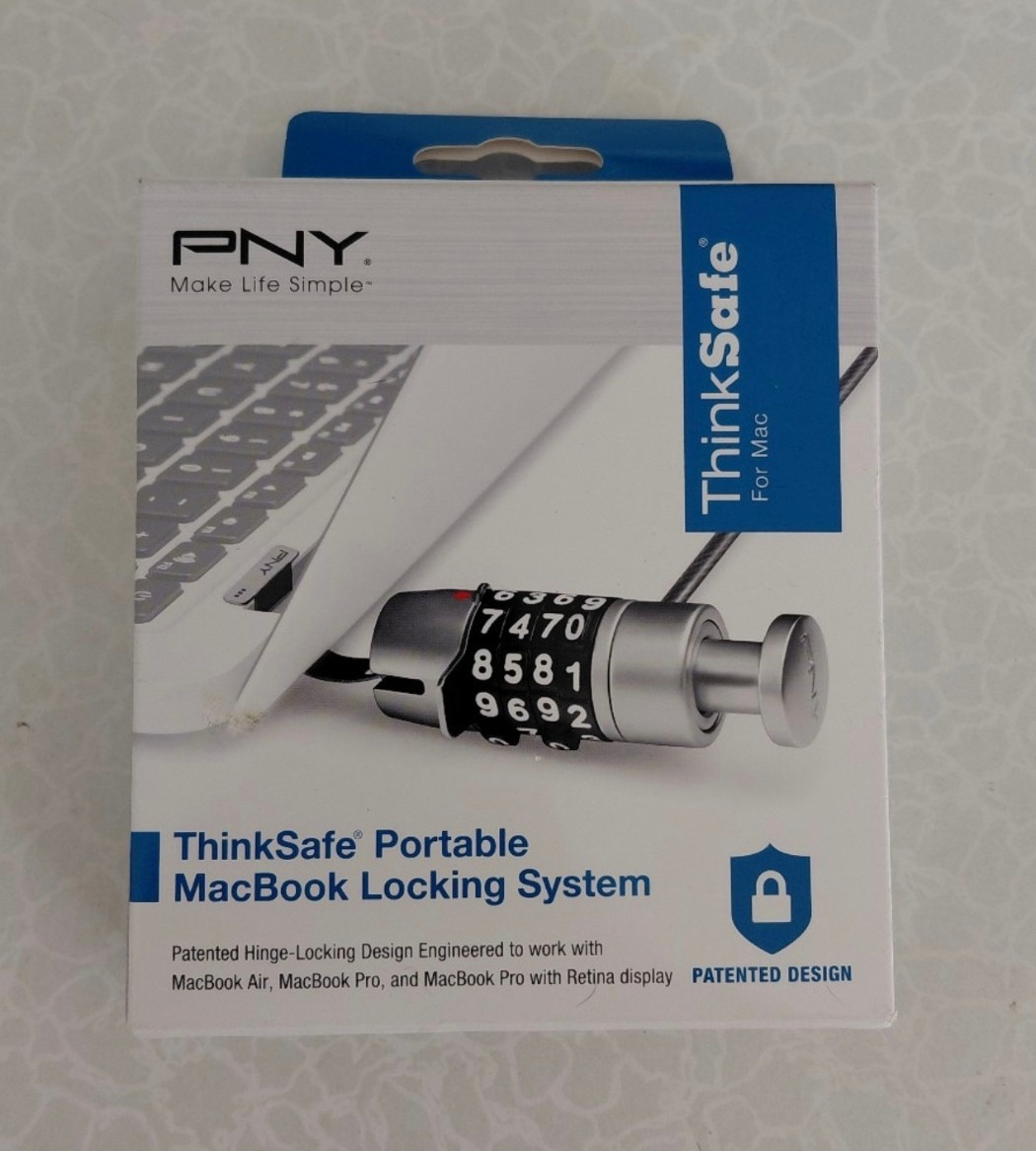 PNY ThinkSafe Portable MacBook Locking Cable System, Patented Design, 6 ft