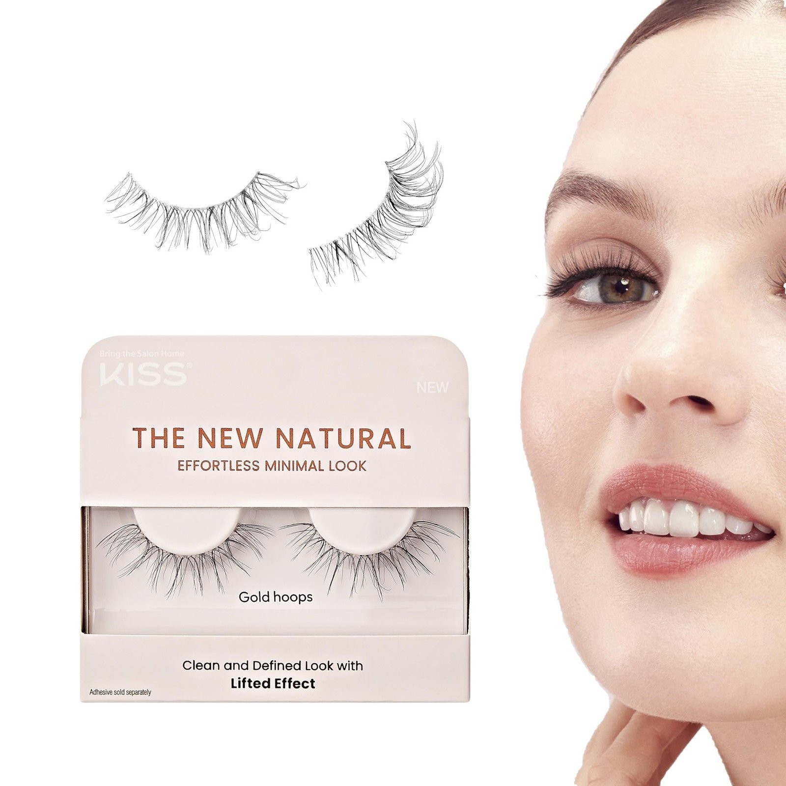 KISS The New Natural, False Eyelashes, 'Gold Hoops', 12 mm, Includes 1 Pair...