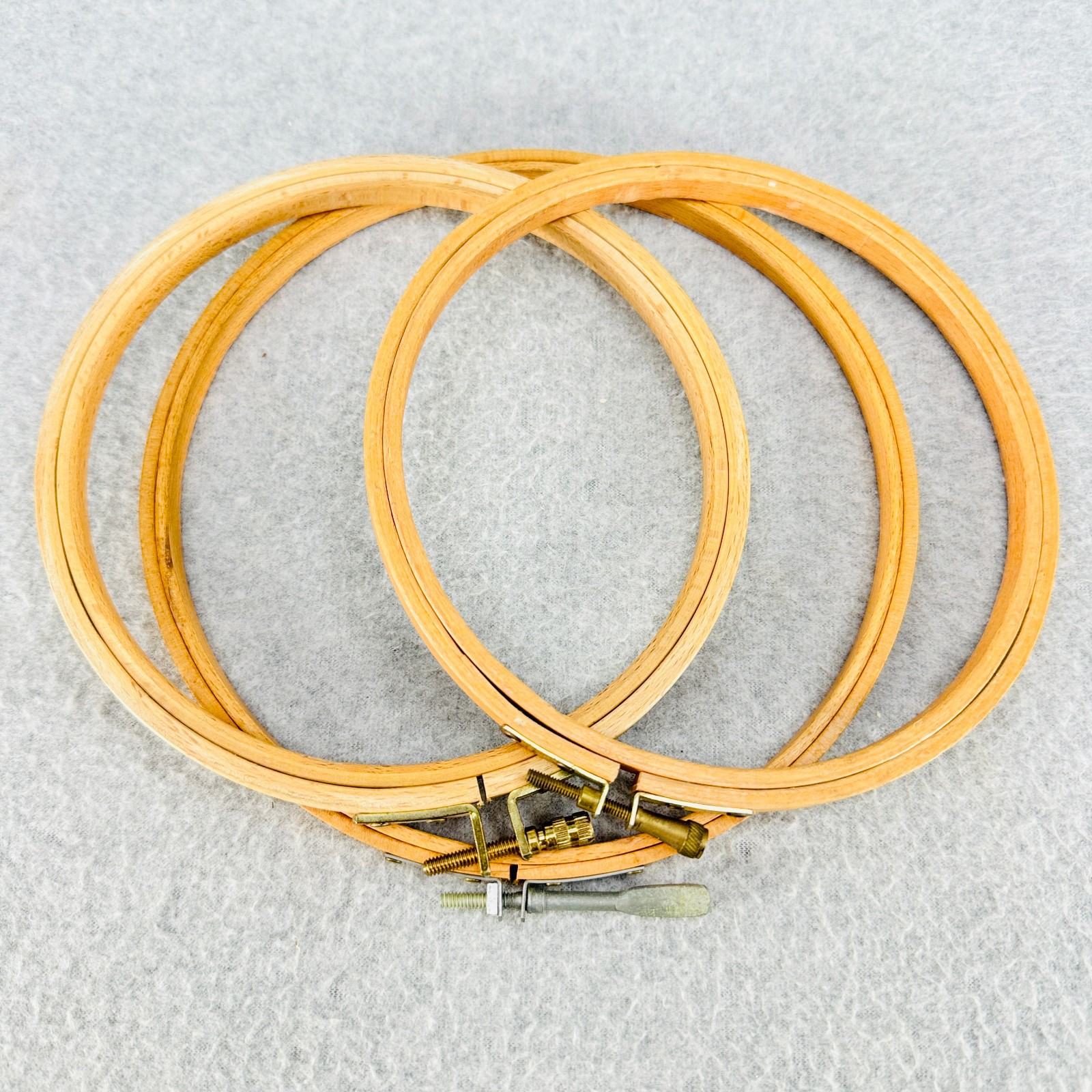 Vintage Screw Tension Embroidery Hoops Lot of 3 Wooden Round 6" 7"