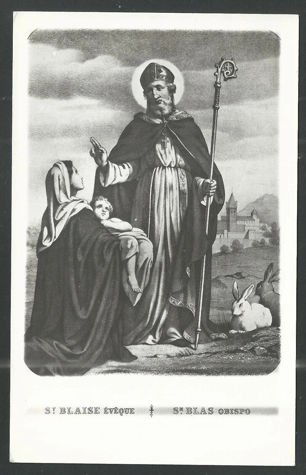 Holy card antique postale de San Blas Ob. santino image pieuses estampa