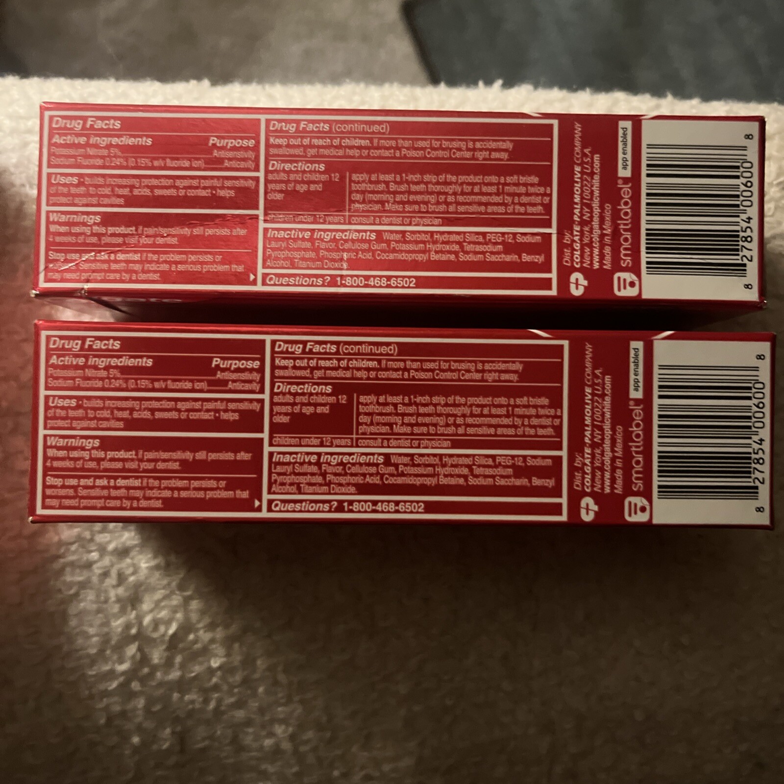 2 Colgate Optic White Stain Fighter Sensitivity Relief Clean Mint Exp 8/26