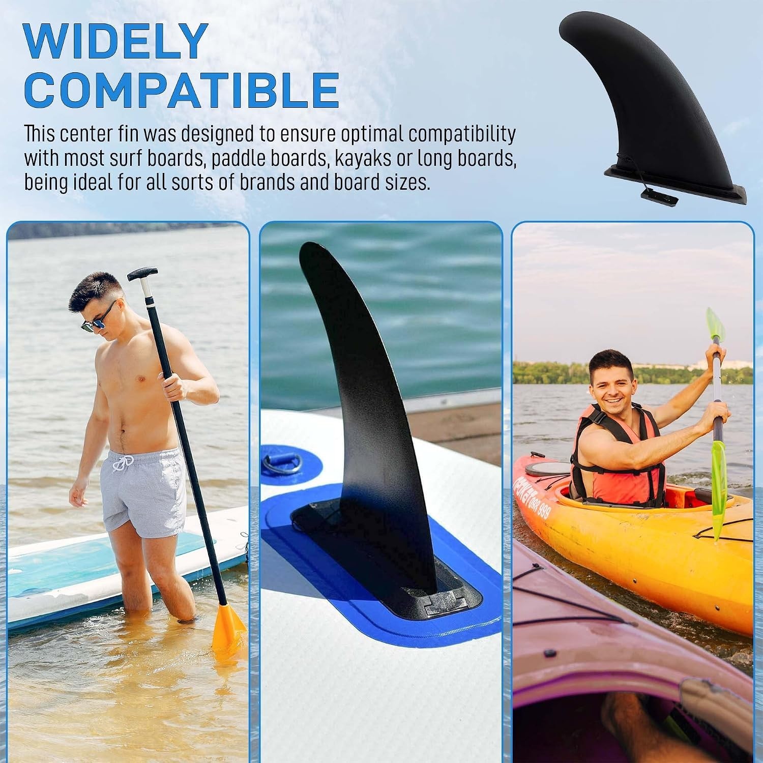 9" Sup Fin Replacement - Stand up Paddleboard Fin Replacement, Quick Release