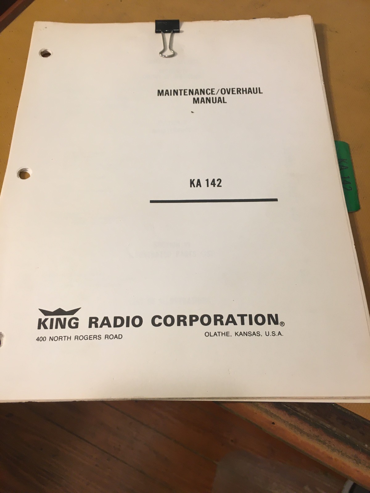 King Radio KA 142 Trim Adapter Maintenance & Overhaul Manual