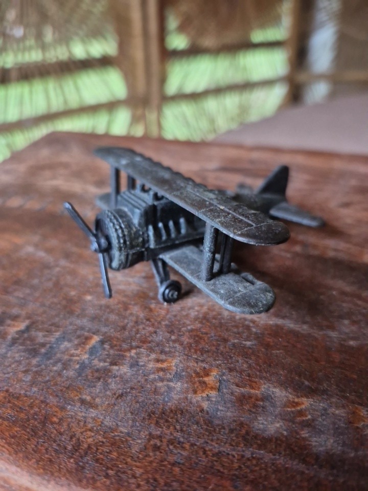 Vintage Metal Airplane Pencil Sharpener! Bi-plane, Spinning Propeller, Works!